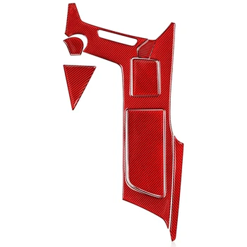 Комплект Наклеек для Подстаканника Центральной консоли, Комплект Наклеек из Углеродного Волокна для Интерьера Chevrolet Corvette C7 2014-2019, Красный
