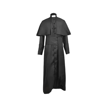 Костюм священника на Хэллоуин для взрослых, винтажная средневековая ряса священнослужителя, пояс с крестом, церковная одежда для косплея