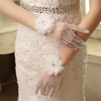 красный цвет слоновой кости /белый 2016 новый свадебный короткий луч Silu относится к прозрачным белым кружевным перчаткам, свадебным перчаткам, свадебным аксессуарам
