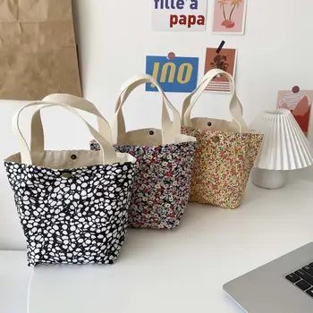 Летняя новая холщовая сумка в стиле кантри с цветочным узором, свежая сотня маленьких тканевых сумочек, повседневная сумка для пикника, сумка для ланча