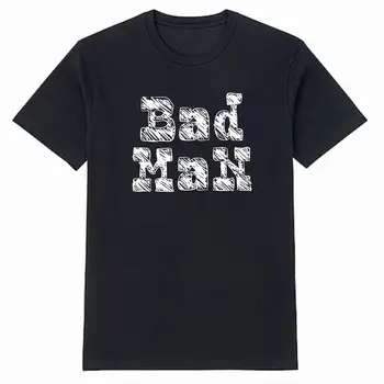 Летняя футболка BAD MAN, Классическая Черная мужская футболка из 100% хлопка, подарок для мужской футболки Летняя футболка BAD MAN, Классическая Черная мужская футболка из 100% хлопка, подарок для мужской футболки 1