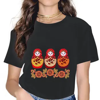 Милая женская футболка, футболка с русской Матрешкой, Художественная культура, досуг, Футболки с круглым вырезом, хлопковые топы нового поступления