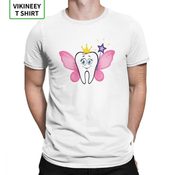 Милые футболки с изображением зубной феи для мужчин, стоматолога, стоматолога-гигиениста, винтажные футболки с круглым вырезом, одежда из 100% хлопка, футболка для взрослых