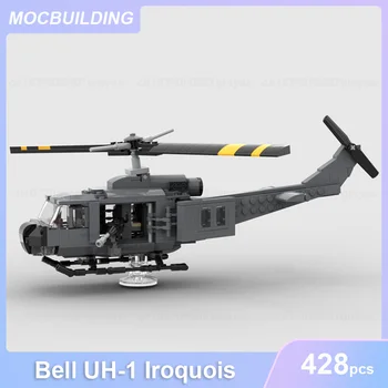 Модель вертолета Bell UH-1 Iroquois MOC Строительные блоки DIY Сборка кирпичей Развивающие творческие детские игрушки Детские подарки 428 шт.