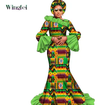 Модный Халат в Африканском стиле Анкара, Африканские Платья с Цветочным Принтом для Женщин, Дашики, Вечерняя Одежда, Женское Длинное Свадебное Платье, Платья Wy3734
