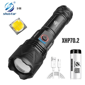 Мощный светодиодный фонарик с XHP70.2, супер яркий фонарик 3800 люмен, 4 режима освещения, водонепроницаемый материал из алюминиевого сплава
