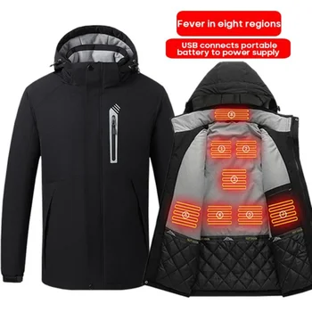 Мужская куртка с подогревом в 8 зонах, зимняя теплая USB-электрическая умная куртка с подогревом, уличная куртка для кемпинга, Пешего туризма, теплая спортивная куртка для охоты