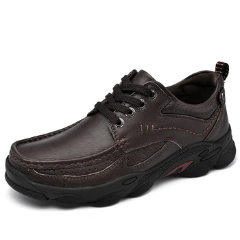 Мужская обувь из натуральной кожи, уличная Удобная повседневная обувь, Модные лоферы на плоской подошве, Мокасины Большого размера 38-48
