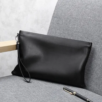 Мужская сумка-конверт из натуральной кожи, модная сумка-клипса Большой емкости