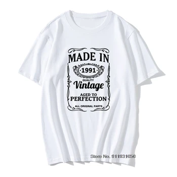 Мужская футболка Made In 1991, подарок на 30-летие 91, Ретро-футболка, Мужские футболки с круглым вырезом и коротким рукавом, Летняя хлопковая футболка с принтом