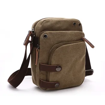 Мужские Винтажные Маленькие сумки через плечо, мужская ретро-холщовая сумка для мобильного телефона, мини-дорожная портативная сумка-мессенджер для студентов