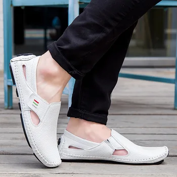 Мужские мокасины размера плюс 47 48, белые кожаные кроссовки, мужская летняя обувь в элегантном стиле, мужская модельная официальная обувь