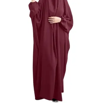 Мусульманское женское платье для молитвы Джилбаб с капюшоном, Абайя с длинным рукавом, Черные исламские Абайи, Дубайский Саудовский Халат, Турецкая скромность, цельный