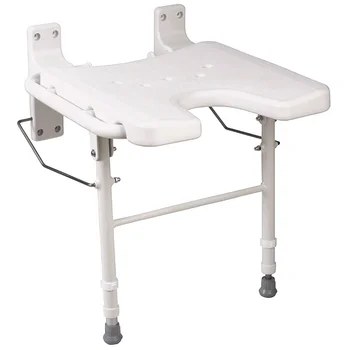 Настенный Складной стул для ванны, Скамейка для душа с регулируемыми ножками, сиденье 16 X 16 дюймов, Белое сиденье для душа, стул для ванной комнаты