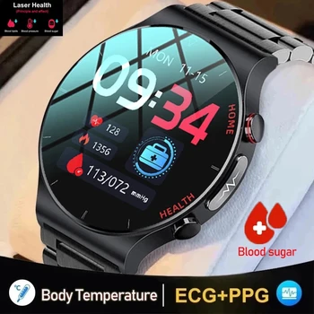 Неинвазивные Смарт-Часы для измерения уровня сахара в крови, Мужские ЭКГ + PPG, Температура тела, Кровяное Давление, Часы Для Здоровья, IP68, Водонепроницаемые Спортивные Умные Часы