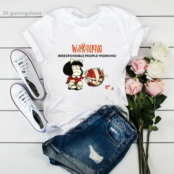 Новая женская футболка fun Mafalda, футболка с мультяшным принтом, женская летняя мода, эстетическая футболка Harajuku camiseta mujer, топы tumblr