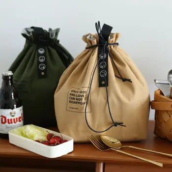 Новая простая сумка для еды с изоляцией из японского хлопка и конопли, промышленная сумка для пикника из парусины Новая простая сумка для еды с изоляцией из японского хлопка и конопли, промышленная сумка для пикника из парусины 0