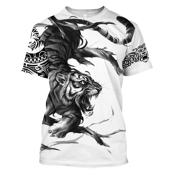 Новая футболка с тигровым принтом для мужчин, топы с 3D принтом, футболки с коротким рукавом, трендовая уличная одежда, графическая футболка, качественная футболка