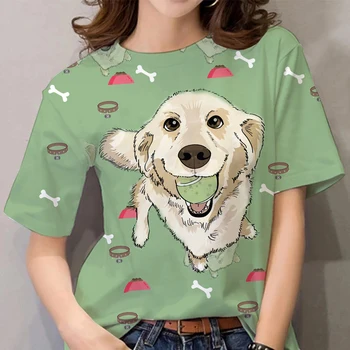Новые летние мужские и женские футболки с короткими рукавами в стиле Харадзюку с 3D принтом собаки, Повседневный Тренд свободного кроя в стиле Ретро