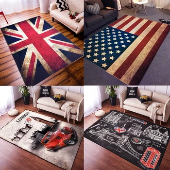 Ностальгический Винтажный Британский \ американский флаг, противоскользящий ковер для гостиной, большие коврики, прикроватная тумбочка для спальни, эркерное окно, диван, коврик для пола