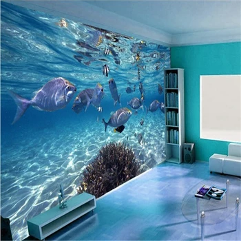 обои beibehang на заказ фотообои 3D стереоскопический подводный мир морских рыб, гостиная детская комната, фон для телевизора
