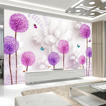 обои высокого уровня beibehang на заказ, трехмерные цветы, отражение водяных знаков в виде одуванчика, 3D-фон для телевизора, настенные 3D обои