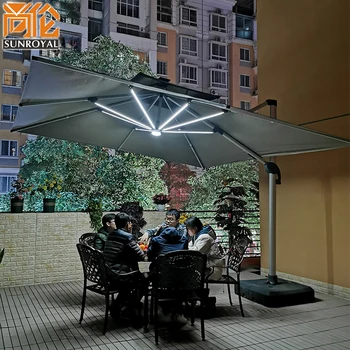 Открытый зонт, зонт для патио, открытый большой солнечный зонт со светодиодной подсветкой, римский зонт, садовый большой зонт-стойло