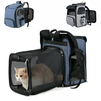 Переноска для кошек, рюкзак для собак, расширяемые сетчатые дышащие складные дорожные сумки для маленьких собак, кошек, кроликов, аксессуары для домашних животных
