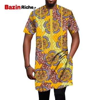 Платья Анкары Нигерийские Модные Мужские африканские рубашки для мужчин, Летнее Новое Поступление, Стиль 2021, Топ с коротким рукавом WYN1700