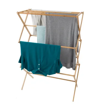 Портативная бамбуковая сушилка для одежды-складная и компактная для использования в помещении/на улице От