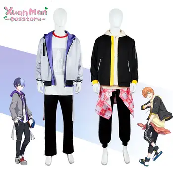 Проект Sekai Красочная сцена! Костюм для косплея Aoyagi Toya Shinonome Akito, костюмы для подростков на Хэллоуин, пальто с капюшоном, рубашка, брюки