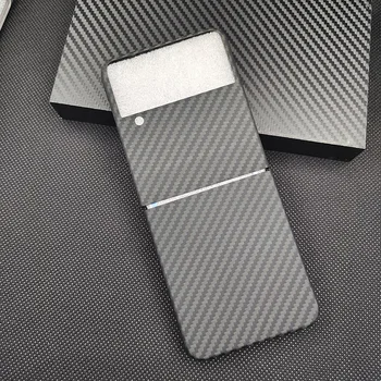 Прямая поставка для Samsung Z Flip4 Чехол для мобильного телефона Flip 4 из настоящего арамидного волокна, ультратонкий защитный рукав из углеродного волокна