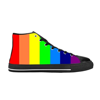 Радужный флаг ЛГБТ Лесби Гей Бисексуальность Лгбтк Повседневная Тканевая Обувь С высоким берцем, Удобные Дышащие Мужские И женские Кроссовки с 3D Принтом