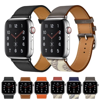 Ремешок для Apple Watch Band 44 мм 40 мм correa iwatch 42 мм 38 мм SE 6 5 4 3 кожаный браслет Double tour Apple watch 5 4 аксессуары