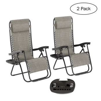 Роскошный домашний набор из 2 складных походных стульев с откидывающейся спинкой в условиях невесомости (серый)