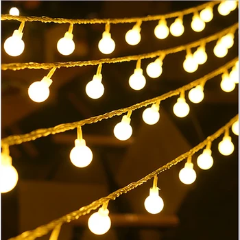 Светодиодные шаровые Гирлянды, Гирлянды, Водонепроницаемая Уличная лампа USB/Питание от аккумулятора, Рождественские Праздничные огни для Свадебной вечеринки