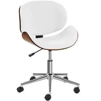 Современное Офисное кресло без подлокотников SmileMart для домашнего офиса, белый Современное Офисное кресло без подлокотников SmileMart для домашнего офиса, белый 0