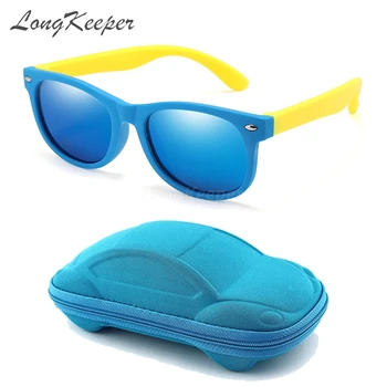 Солнцезащитные очки LongKeeper для мальчиков, поляризованные с чехлом для автомобиля, Солнцезащитные очки TR90 для Маленьких детей, Защитные очки для девочек UV400 Gafas De Sol