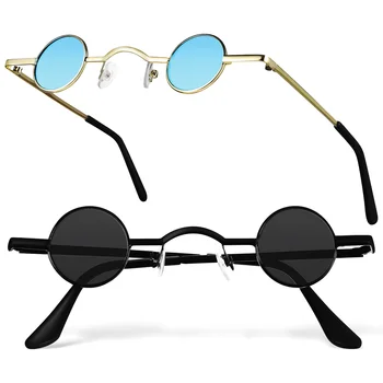 Солнцезащитные очки Унисекс с круглыми линзами в стиле хип-хоп, Ретро, Круг, металлическая оправа, защита для маленьких вечеринок, мужские