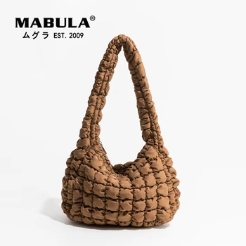 Стеганые сумки-тоут MABULA для женщин, Трендовая легкая сумочка на подкладке, Большая сумка-хобо с хлопковой подкладкой, Решетчатая однотонная