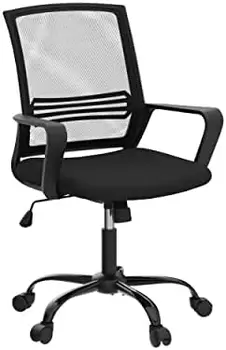 Стул, Рабочий Стул, Стул для домашнего офиса, Сетчатый Компьютерный стул, Эргономичный Офисный стул с подлокотниками для поддержки поясницы, Рабочее кресло со средней спинкой