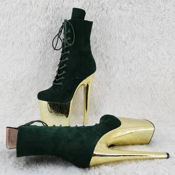 Темно-зеленые замшевые ботинки Leecabe на высоком каблуке 20 см/8 дюймов на платформе с закрытым носком для танцев на шесте