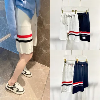 Тканые шорты TB Color, Свободная летняя верхняя одежда, повседневные спортивные модные брендовые тонкие красные, белые и синие защитные брюки, капри