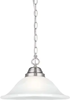 Традиционный Подвесной светильник Millbridge с 1 лампочкой в помещении с абажуром из алебастрового стекла для гостиной, столовой, барной зоны, Атласный Нике