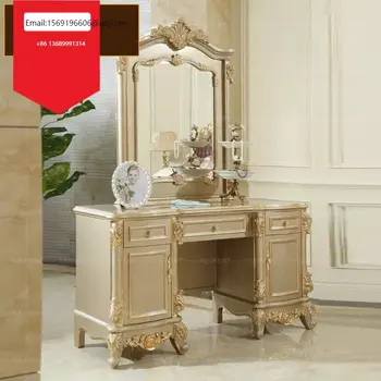 Туалетный столик с резьбой по дереву в европейском стиле, французский роскошный туалетный столик, туалетный столик для спальни на вилле