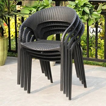 Уличные стулья, домашние табуреты во дворе, простой современный садовый пластиковый одиночный стул для отдыха, обеденный стул на открытом воздухе