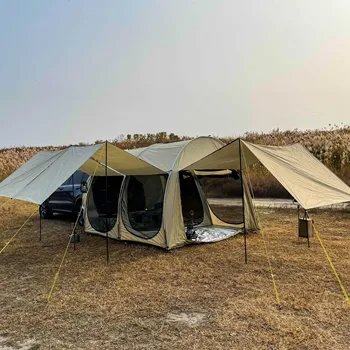 Усовершенствованный 2-комнатный тент для задней части автомобиля, палатки для внедорожников с 2 просторными комнатами и 5 большими тентами, Большая автомобильная палатка CZX-657 с экраном, палатка для внедорожников