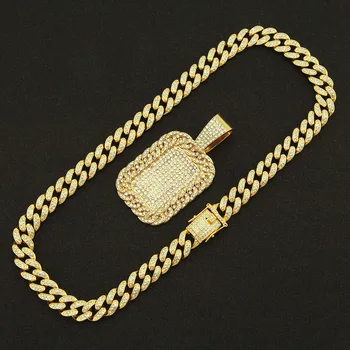 Хип-хоп Кубинские цепочки со льдом, квадратные брендовые подвески с бриллиантами, Мужские ожерелья, ювелирные изделия из золота Майами, женские колье для мальчиков, подарки