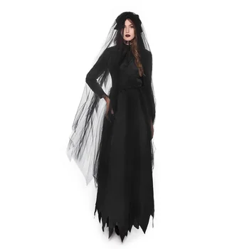 Хэллоуин Фантазия Темный Вампир Косплей Костюм Для взрослых Женщин Карнавальная вечеринка Призрак Невесты Нарядное Платье Зомби Наряд