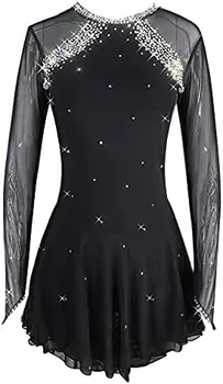 Черная юбка для катания на коньках, Женский костюм для катания на коньках, простое щедрое платье для фигурного катания для женщин